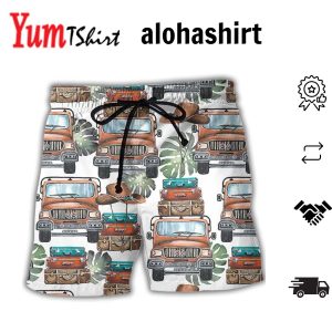 Car And Luggage Style Aloha Hawaiian Beach Shorts