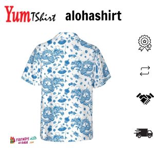Charolais Cattle Summertime Blue Floral Theme Hawaiian Shirt 3D