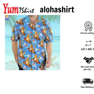 Charmander Surfing Beach Pokemon Hawaiian Shirt
