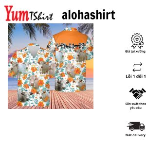 Charolais No Horn Hibiscus Floral 3D Hawaiian Shirt