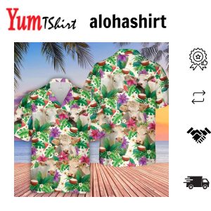 Charolais Summer Floral 3D Hawaiian Shirt Farm Lover Hawaii Shirt Hawaiian Casual Button Down Shirt
