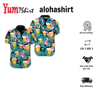 Cheer Nice Beer Tropical Hawaiian Shirt Short Sleeve Hawaiian Aloha Shirt For Men