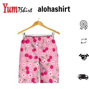 Cherry Pattern Pink Background For Men Women Kid Shorts