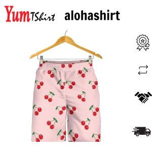 Cherry Pattern Pink Background For Men Women Kid Shorts