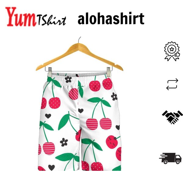 Cherry Pattern White Background For Men Women Kid Shorts