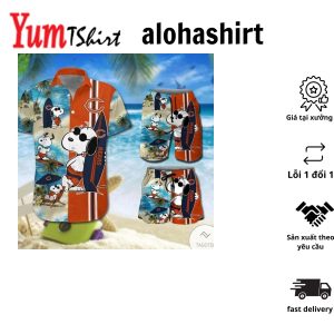 Chicago Bears Snoopy Autumn Short Sleeve Button Up Tropical Hawaiian Shirt