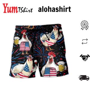 Dogs Love Independence Day Cool Lover Aloha Hawaiian Beach Shorts