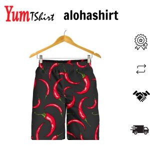 Chili Peppers Pattern Black Background For Men Women Kid Shorts