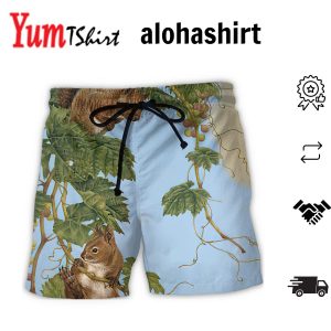 Chipmunk Tree Climbing Lovely Aloha Hawaiian Beach Shorts