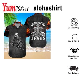 Christian Jesus Biker Racing Fire Black Aloha Hawaiian Shirts For Men And For Women