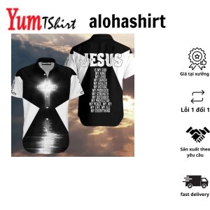 Christian Jesus Cross Black And White Aloha Hawaiian Shirts For Men And Women
