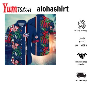 Columbus Blue Jackets NHL Hawaiian Shirt Blooming Flowers Aloha Shirt