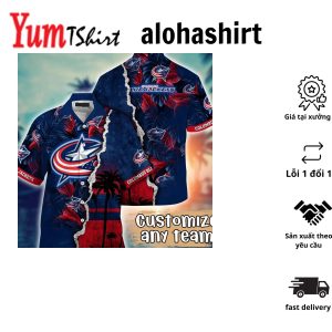 Columbus Blue Jackets NHL Hawaiian Shirt Custom Sea Breeze Aloha Shirt