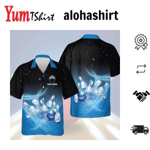 Copy Of Personalized Name Usa Bowling ButtonDown Short Sleeve Hawaiian Shirt Bowling Hawaiian Shirt For Men