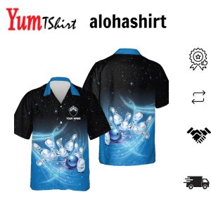 Copy Of Personalized Name Usa Bowling ButtonDown Short Sleeve Hawaiian Shirt Bowling Hawaiian Shirt For Men