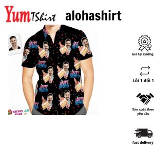Custom Face Happy Birthday Aloha Hawaiian Shirt Men’s All Over Print Unique Birthday Gift
