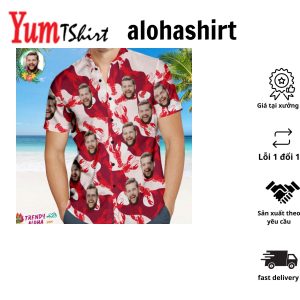Custom Face Aloha Hawaiian Shirt Macaron Recipe & Cherries Casual Tropical ButtonDown Shirt
