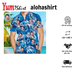 Custom Hawaiian Shirts Flowers And Leaves Design Personalized Aloha Beach Shirt For Men