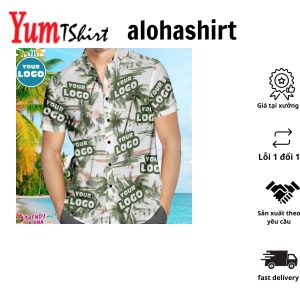 Custom Logo Personalized Aloha Hawaiian Shirt All Over Print Coconut Tree