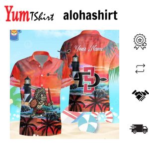 Custom Name San Diego State Aztecs Mens Basketball Mascot Beach Pattern For Fans Hawaiian Shirt