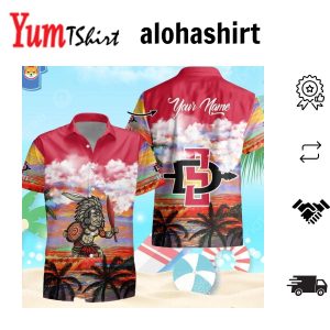 Custom Name San Diego State Aztecs Mens Basketball Tropical Pattern Hawaiian Shirt