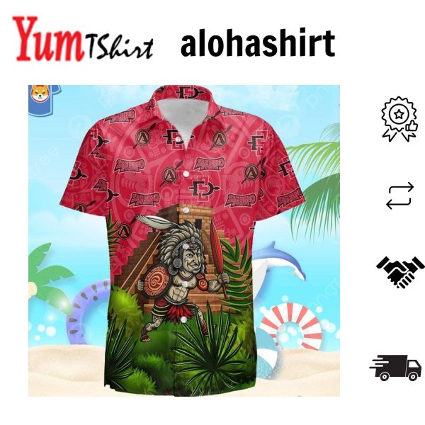 Custom Name San Diego State Aztecs Mens Basketball Tropical Pattern Hawaiian Shirt