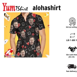 Custom Printed Hawaiian Shirt For Fans Personalized Face And Text Hawaiian Shirt Gift For Fans – Flowers And Leaves Design