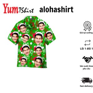 Custom Tropical Shirts Custom Face Aloha Hawaiian Shirt Leaves & Flowers Men’s All Over Print Aloha Hawaiian Shirt
