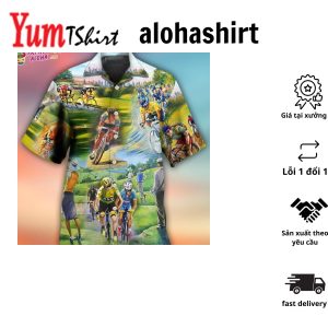 Cycling And Golf Lover Abstract Painting Hawaiian Shirt