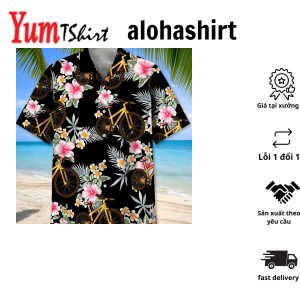Cycling Floral Background Hawaiian Shirt Hawaiian Shirt For Men Summer Gift Gift For Cycling Lover