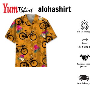 Cycling Orange Tropical Hawaiian Shirt