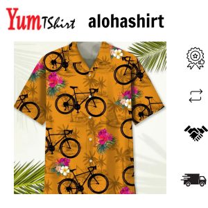 Cycling Orange Tropical Hawaiian Shirt Funny Cycling Shirt Cycling Shirt Cyclist Shirt Bicycle Gift Biking Gift Bike Gift