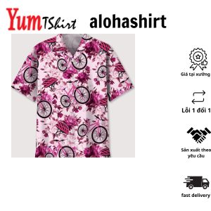 Cycling Pink Flower Hawaiian Shirt