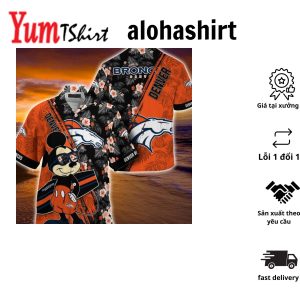 Denver Broncos NFL Summer Hawaiian Shirt Mickey And Floral Pattern