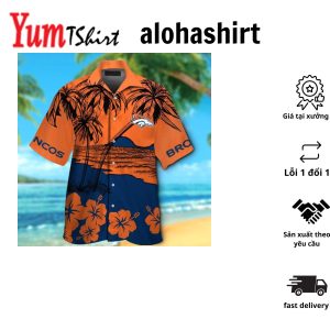 Denver Broncos Short Sleeve Button Up Tropical Hawaiian Shirt VER014