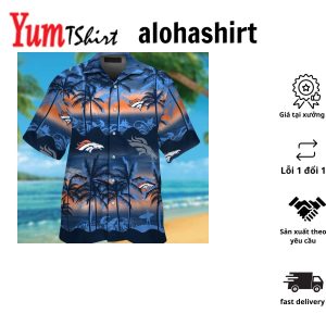Denver Broncos Short Sleeve Button Up Tropical Hawaiian Shirt VER016