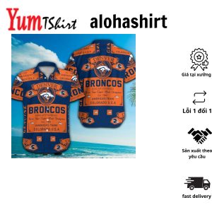 Denver Broncos Short Sleeve Button Up Tropical Hawaiian Shirt VER030