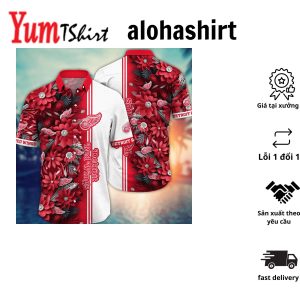 Detroit Red Wings NHL Hawaiian Shirt Custom Blooming Flowers Aloha Shirt