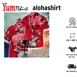 Detroit Red Wings NHL Hawaiian Shirt Custom Travel Aloha Shirt