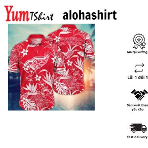 Detroit Red Wings NHL Hawaiian Shirt Sun Dressestime Aloha Shirt