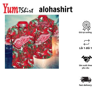 Detroit Red Wings NHL Hawaiian Shirt SunUp Aloha Shirt