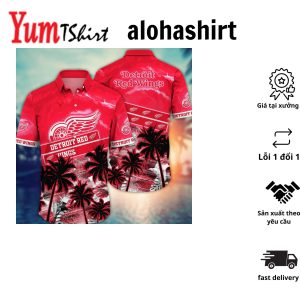 Detroit Red Wings NHL Hawaiian Shirt Sun Dressestime Aloha Shirt