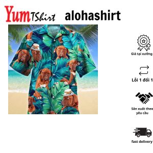 Dogue De Bordeaux Hawaiian Shirt Dog Summer Leaves Hawaiian Shirt Unisex Print Aloha Short Sleeve Casual Shirt Summer Gifts