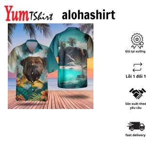 Dogue De Bordeaux Tropical Hawaiian Shirt for Dog Lovers Summer Fashion
