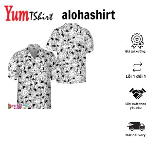 Funny Cow Doodle Pattern Hawaiian Shirt Cow Shirt For Men & Women Funny Cow Print Shirt