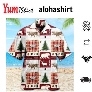 Hunting Bear Red Hawaiian Shirt 3D Bear Lover Hawaiian Shirt For Summer Gifts