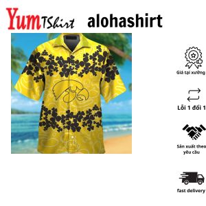 Iowa Hawkeyes Short Sleeve Button Up Tropical Hawaiian Shirt VER030