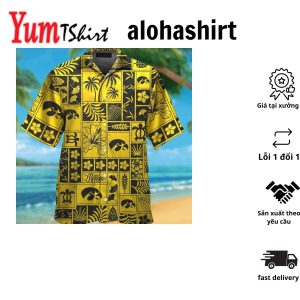 Iowa Hawkeyes Short Sleeve Button Up Tropical Hawaiian Shirt VER031