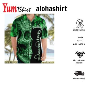 Irish St Patrick Day Hawaiian Shirt Green Shamrocks Reflecting Light On Black Background 3D Hawaii Shirt – Gift For Irish