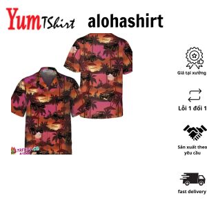 Jeep Tropical Sunset Pattern Hawaiian Shirt Retro Vibe Jeep Beach Shirt For Men